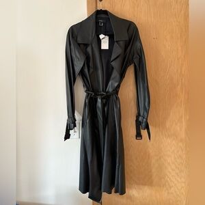 Faux leather trench coat